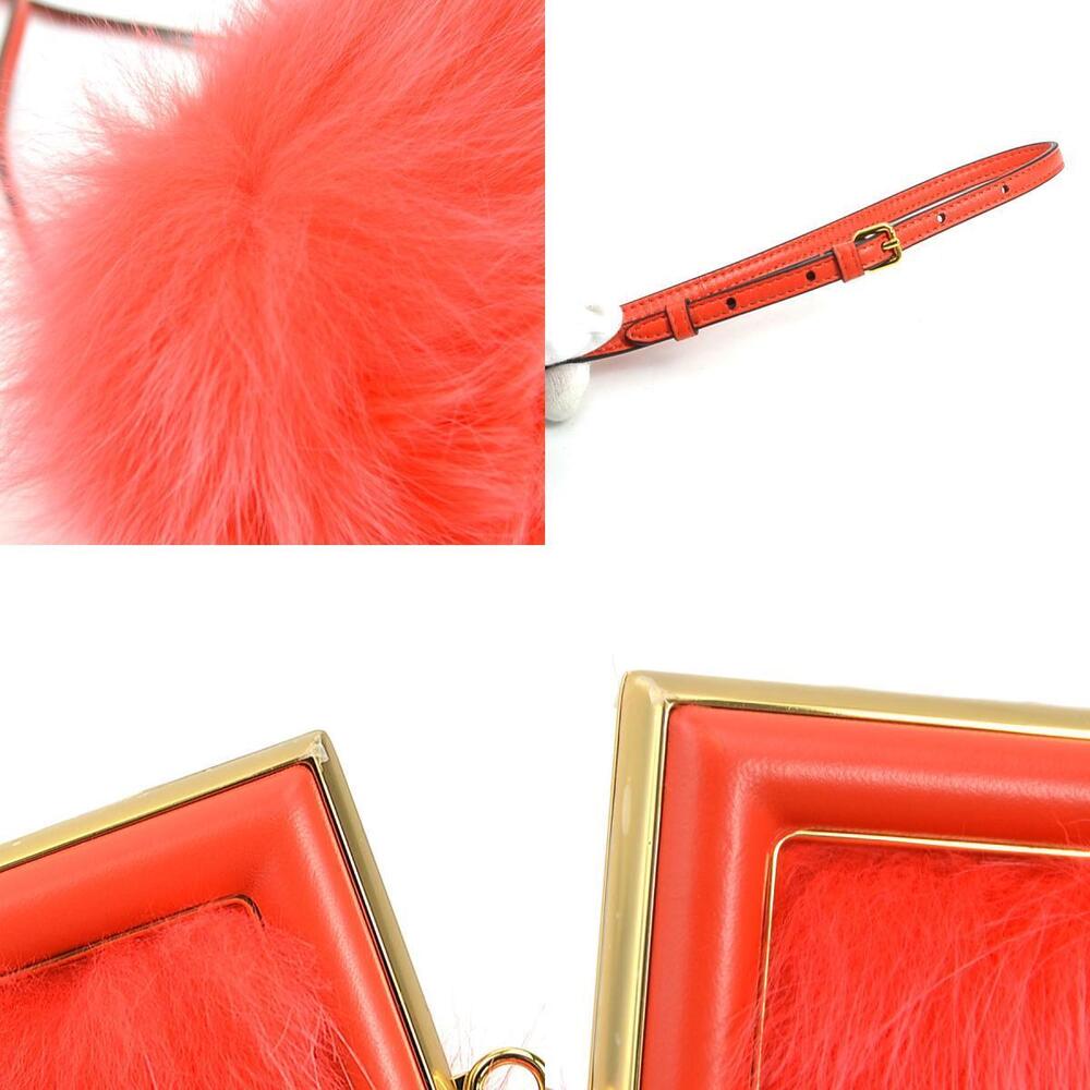 FENDI First Shoulder Bag Fur Leather Red - Picture 4 of 4